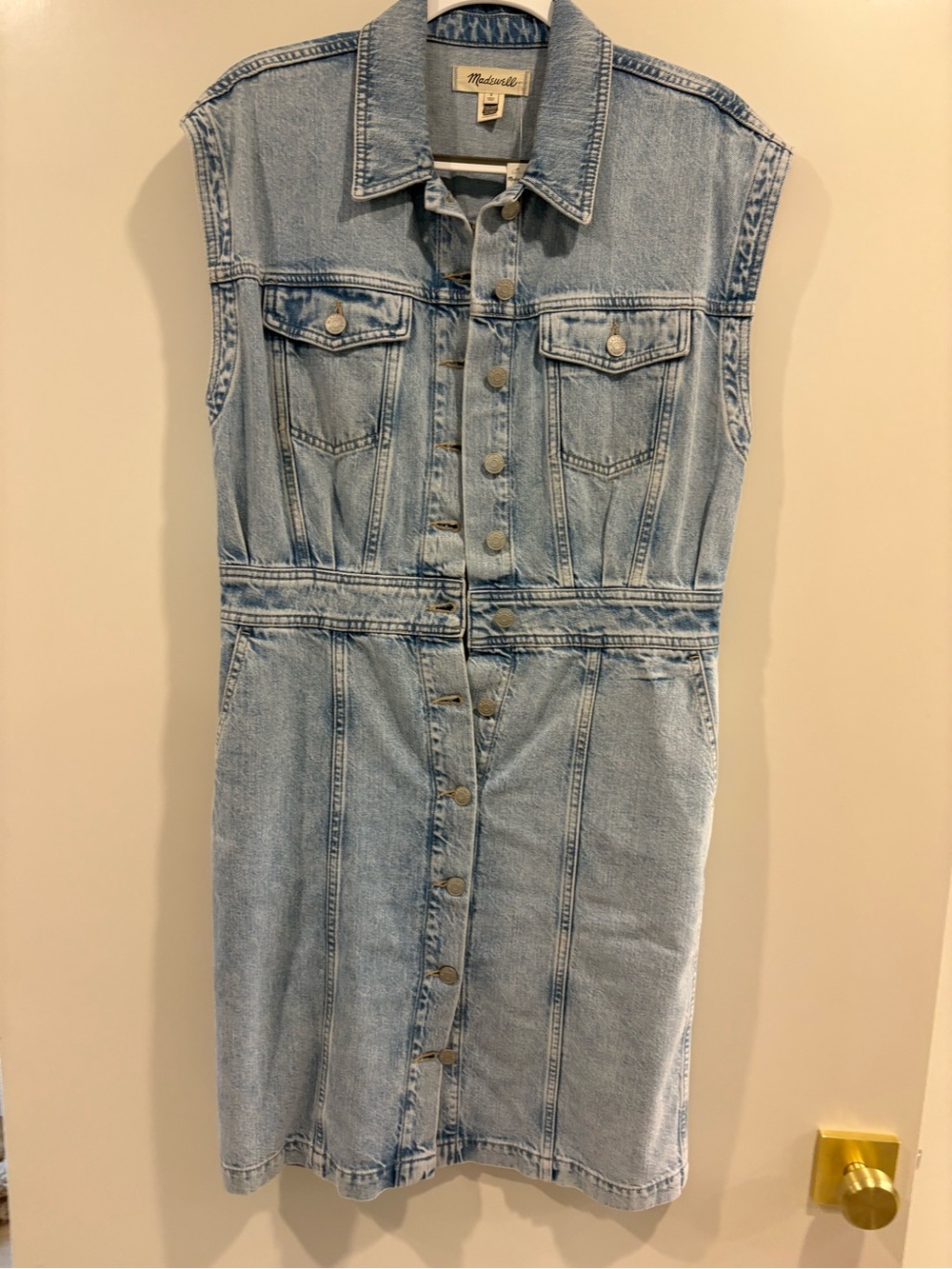 Madewell Light Blue Sleeveless Denim Button-Front Dress